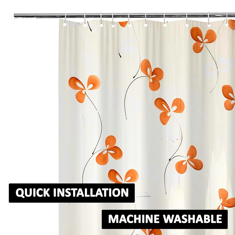 Kuber Industries Shower Curtain | 7 Feet | Bathroom Shower Curtain | AC Curtains | PVC Waterproof Window Curtain | Curtains for Bathtub | 8 Rings Curtain | Painting | Cream